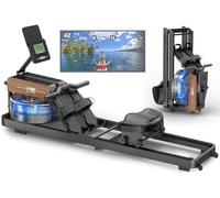 VOWVIT Máquina de remo para el hogar, remo de agua con monitor Bluetooth, máquina de remo plegable, con soporte ajustable para tableta, capacidad de peso de 160 kg (negro)