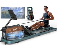 VOWVIT Máquina de remo profesional para casa, máquina de remo plegable con resistencia al agua, máquina de remo con monitor Bluetooth y soporte tablet ajustable, carga máxima 160 kg
