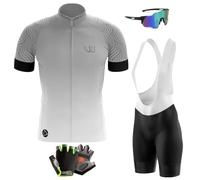 VOXCAUTQ Conjunto Ropa Ciclismo Hombre Maillot Bici MTB Verano,Traje Ciclista Manga Corta Camiseta Ciclo y Culotte Tirantes con 9D Gel Acolchado, (M,Typ-15)