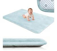 Voxirum Alfombra de Terciopelo Coral para Niños 2 cm Grosor, Alfombra de Terciopelo, Alfombra para Gatear Bebé, Manta para Gatear para Habitación Infantil y Salón Azul Claro, 130 x 130 cm