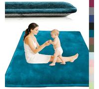 Voxirum Alfombra Gateo Infantil, Alfombra de Tatami Suave, Suelo Extra Acolchado de Foam 3 cm Grosor, Antideslizante, Niños Pequeños para Parque, Gateo & Baby Gym Azul 180 x 220 cm