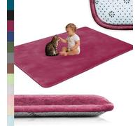 Voxirum Alfombra Infantil de Terciopelo Coral, Alfombra para Habitación de Los Niños 2 CM Grosor, Suave Esterilla Bebe Gateo para Habitación del Niño o la Niña Rojo