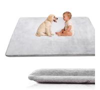 Voxirum Alfombra Infantil de Terciopelo Coral, Gris Alfombra para Habitación de Los Niños 2 CM Grosor, Suave Esterilla Bebe Gateo para Habitación del Niño o la Niña