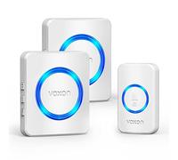 VOXON Timbre Inalámbrico, Alcance de 400m, Conjunto de Timbre con 2 Receptores, Resistente al Agua IP65 para Exteriores, Timbre de Puerta con Luz LED, 5 Niveles de Volumen, 60 Melodías