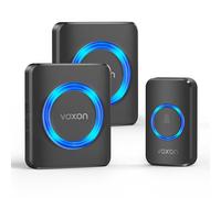 VOXON Timbre Inalámbrico, Alcance de 400m, Conjunto de Timbre con 2 Receptores, Resistente al Agua IP65 para Exteriores, Timbre de Puerta con Luz LED, 5 Niveles de Volumen, 60 Melodías
