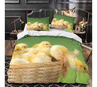VOXYTMLWG 3 Piezas Microfibra Baby Chicks Funda de Edredón Impresión 3D Funda Almohada Suave Cute Poultry Animals Juego Fundas Edredón Cremallera Oculta for Familia Double（200x200cm）
