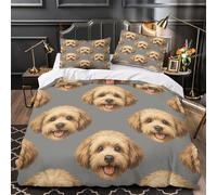 VOXYTMLWG 3 Piezas Microfibra Cute Perro Faces Fuego Fundas Edredón Impresión 3D Funda Almohada Suave Coon Pet Funda Edredon for niños Single（140x200cm）