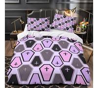 VOXYTMLWG 3 Piezas Microfibra de poliéster Coffin Funda Edredon Cremallera Oculta Fundas Almohada Suave Gothic Juego Fundas Edredón for Adultos Single（140x200cm）