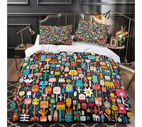 VOXYTMLWG 3 Piezas Microfibra de poliéster Colorful Monsters Funda Edredon Cremallera Oculta Fundas Almohada Suave Coon Whimsical Juego Fundas Edredón for Adultos Super King（260x220cm）