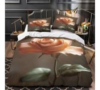 VOXYTMLWG 3 Piezas Microfibra de poliéster Roses in Bloom Funda Edredon Diseño 3D Fundas Almohada Antibacteriana Soft Pastel Floral Funda Edredon for niños Single（140x200cm）