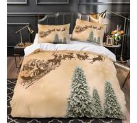 VOXYTMLWG 3 Piezas Microfibra de poliéster Santa Sleigh Flight Funda Edredon Diseño 3D Cremallera Oculta Fundas Almohada Suave Christmas Vintage Juego Fundas Edredón for jóvenes King（220x240cm）