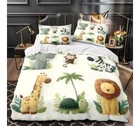 VOXYTMLWG 3 Piezas Microfibra Impresión 3D Baby Animals Juego Fundas Edredón Diseño 3D Fundas Almohada Lavables Coon Jungle Theme Funda de Edredón for niños y niñas Single（135x200cm）