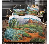 VOXYTMLWG 3 Piezas Microfibra Impresión 3D Desert Juego Fundas Edredón Diseño 3D Funda Almohada Suave Colorful Cactus Funda de Edredón for Adolescentes Single（140x200cm）