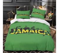 VOXYTMLWG 3 Piezas Microfibra Impresión 3D Jamaica Travel Juego Fundas Impresión 3D Cremallera Oculta Fundas Almohada Antialérgica Tropical Island Funda Edredón para niños y niñas Super King(260x220)