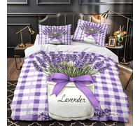 VOXYTMLWG 3 Piezas Microfibra Impresión 3D Lavender Bouquet Juego Fundas Edredón Diseño 3D Funda Almohada Suave French Country Funda Edredon for niños y niñas King（220x240cm）