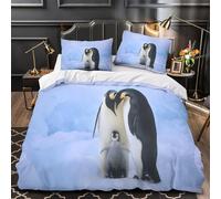 VOXYTMLWG 3 Piezas Microfibra Impresión 3D Penguin Family Juego de Fundas para Edredón Funda Almohada a Juego Lavables Antarctic Wildlife Funda Edredon for Adolescentes King（220x240cm）