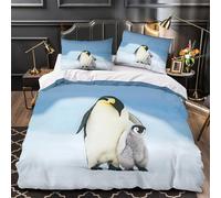 VOXYTMLWG 3 Piezas Microfibra Impresión 3D Penguin with Chick Juego Fundas Edredón Diseño 3D Fundas Almohada Antialérgica Antarctic Wildlife Funda de Edredón for Ancianos King（220x240cm）