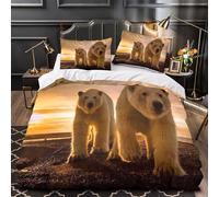 VOXYTMLWG 3 Piezas Microfibra Impresión 3D Polar Bears Walking Funda Edredón Impresión 3D Funda Almohada Antibacteriana Arctic Wildlife Juego Fundas Cremallera Oculta para Familia Super King(260x220)