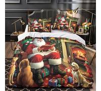 VOXYTMLWG 3 Piezas Microfibra Impresión 3D Santa Claus Reading Juego de Fundas para Edredón Funda Almohada a Juego Lavables Christmas Cozy Funda Edredon for Adolescentes Super King（260x220cm）