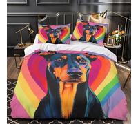 VOXYTMLWG 3 Piezas Microfibra Perro Portrait Fuego Fundas Edredón Impresión 3D Fundas Almohada Lavables Vibrant Pop Funda Edredon for Ancianos Single（140x200cm）