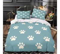 VOXYTMLWG 3 Piezas Microfibra Pet Paws Funda Edredon Impresión 3D Funda Almohada Suave Soft Pastel Animal Juego Fundas Edredón for niña Super King（260x220cm）