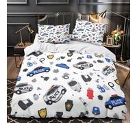 VOXYTMLWG 3 Piezas Microfibra Police Cars Funda Edredon Impresión 3D Cremallera Funda Almohada Antialérgica Coon Juego Fundas Edredón for Familia Double（200x200cm）