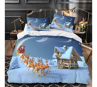 VOXYTMLWG 3 Piezas Microfibra Santa Claus Flight Funda Edredon Cremallera Fundas Almohada Antialérgica Christmas Night Juego Fundas Edredón for niños King（220x240cm）