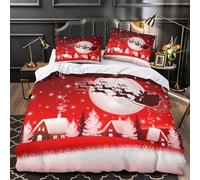 VOXYTMLWG 3 Piezas Microfibra Santa Claus Flight Funda Edredon Impresión 3D Cremallera Oculta Fundas Almohada Antibacteriana Christmas Night Juego Fundas para niños y niñas Single(135x200)