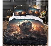 VOXYTMLWG 3 Piezas Microfibra Soccer Ball Shattered Funda de Edredón Impresión 3D Funda Almohada Suave Dramatic Destruction Juego Fundas Edredón Cremallera Oculta for Familia Double（200x200cm）