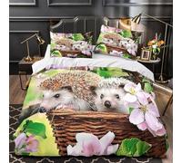 VOXYTMLWG 3 Piezas Microfibra Suave Cute Hedgehogs Funda de Edredón Impresión 3D Fundas Almohada Transpirable Spring Jardín Juego Fundas Edredón for Adolescentes Super King（260x220cm）