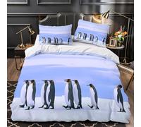 VOXYTMLWG 3 Piezas Microfibra Suave Penguins Walking Funda de Edredón Estampado 3D Funda Almohada Suave Antarctic Wildlife Funda Edredon for Adolescentes Single（135x200cm）