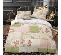 VOXYTMLWG 3 Piezas Microfibra Suave Retro Quilt Funda de Edredón Cremallera Fundas Almohada Transpirable Vintage Floral Patchwork Juego Fundas Edredón for jóvenes Super King（260x220cm）