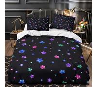 VOXYTMLWG 3 Piezas Microfibra Suave Starry Night Funda de Edredón Cremallera Oculta Fundas Almohada Antialérgica Colorful Star Funda de Edredón for niña Single（140x200cm）