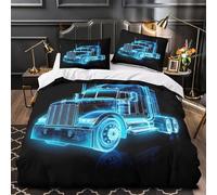 VOXYTMLWG 3 Piezas Microfibra Suave Truck Hologram Juego Fundas Edredón Estampado 3D Funda Almohada Lavables Futuristic Funda de Edredón for Adolescentes Double（200x200cm）