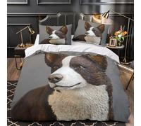 VOXYTMLWG Escultura de Perro 3D Impresión Funda de edredón 3pz Microfibra antidesvanecimiento Animal Realista Edredón Funda 2 Fundas Cremallera Oculta Decoración Familia Single (135x200cm)
