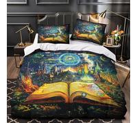 VOXYTMLWG Fantasía cósmica 3D Impresión Funda de edredón 3pz Microfibra Antimanchas ilustración Surrealista Vibrante Edredón Funda 2 Fundas Cremallera Oculta Chicas Niños Double（200x200cm）