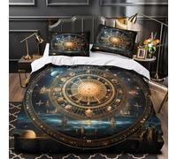 VOXYTMLWG Juego 3 Piezas Microfibra Astrology Wheel Funda de Edredón Impresión 3D Funda Almohada Lavables Mystical Cosmic Funda Edredon Cremallera for Familia Double（200x200cm）