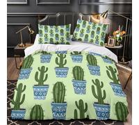 VOXYTMLWG Juego 3 Piezas Microfibra Cactus in Pots Funda de Edredón Impresión 3D Funda Almohada Suave ed Ceramic Funda Edredon Cremallera for Familia Single（135x200cm）