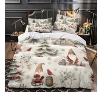 VOXYTMLWG Juego 3 Piezas Microfibra ChristmasGnomes Funda Edredon Impresión 3D Fundas Almohada Transpirable FolkWinter Juego Fundas Edredón for niños Super King（260x220cm）