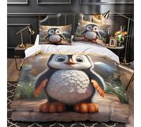 VOXYTMLWG Juego 3 Piezas Microfibra Cute Penguin Baby Funda de Edredón Impresión 3D Funda Almohada Lavables Coon Animated Funda Edredon Cremallera for Adolescentes Super King（260x220cm）