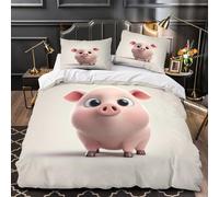 VOXYTMLWG Juego 3 Piezas Microfibra Cute Piggy Fuego Fundas Edredón Estampado 3D Fundas Almohada Antibacteriana Coon Animal Funda Edredon for Ancianos King（220x240cm）