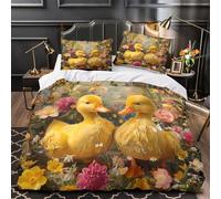 VOXYTMLWG Juego 3 Piezas Microfibra de poliéster Cute Ducklings Funda Edredon Estampado 3D Funda Almohada Suave Spring Jardín Funda Edredon for jóvenes King（220x240cm）