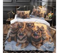VOXYTMLWG Juego 3 Piezas Microfibra de poliéster German Shepherd Pack Funda Edredon Estampado 3D Fundas Almohada Lavables Invierno Scenic Perro Funda Edredon for Adultos Super King（260x220cm）