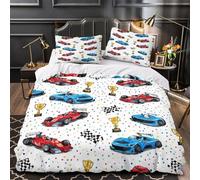 VOXYTMLWG Juego 3 Piezas Microfibra de poliéster RaceCars Funda Edredon Estampado 3D Fundas Almohada Antibacteriana CoonRacing Funda de Edredón for Adolescentes Double（200x200cm）