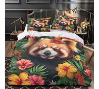 VOXYTMLWG Juego 3 Piezas Microfibra de poliéster Red Panda Funda Edredon Estampado 3D Fundas Almohada Antibacteriana Jungle Animal Funda de Edredón for Adolescentes Double（200x200cm）