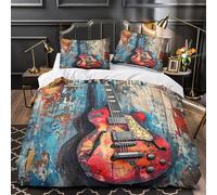 VOXYTMLWG Juego 3 Piezas Microfibra Guitar Work Funda de Edredón Impresión 3D Funda Almohada Antibacteriana Abstracto Musical Funda Edredon Cremallera for niños Double（200x200cm）