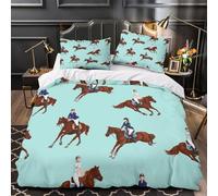 VOXYTMLWG Juego 3 Piezas Microfibra Impresión 3D Equestrian Riders Juego Fundas Edredón Diseño 3D Funda Almohada Suave Horseback Riding Funda Edredon for Adolescentes Super King（260x220cm）