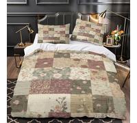 VOXYTMLWG Juego 3 Piezas Microfibra Impresión 3D Floral Quilt Juego Fundas Edredón Diseño 3D Funda Almohada Suave Vintage Patchwork Funda Edredon for Adultos King（220x240cm）