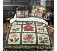 VOXYTMLWG Juego 3 Piezas Microfibra Impresión 3D Floral Quilt Juego Fundas Edredón Diseño 3D Fundas Almohada Transpirable Handcrafted Patchwork Funda de Edredón for Adultos Double（200x200cm）