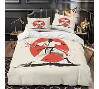 VOXYTMLWG Juego 3 Piezas Microfibra Impresión 3D Karate Fighter Action Juego Fundas Edredón Diseño 3D Funda Almohada Antialérgica Japanese Mial s Funda de Edredón for Ancianos King（220x240cm）